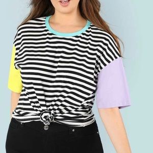 Colored Sleeve Striped T-Shirt